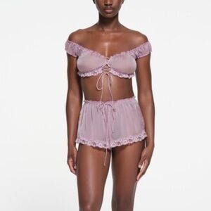 Skims Romance Lace Square Neck Bralette and Shorts Set